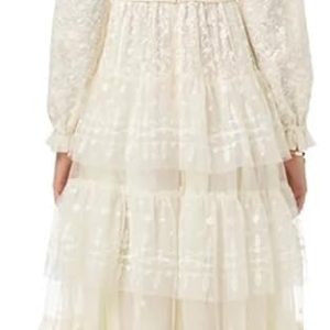 Women Cascading Ruffle Drape Long skirtElegant French Print Lace High Waist Summer Dress Casual Party Cocktail Evening Gown