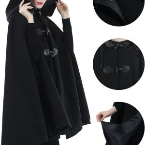 Cape Coat Women Hooded Poncho Cloak Vintage Plus Size Outwear Winter