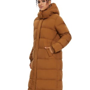 Women's Long Quilted Puffer Coat, Winter Warm Maxi Puffer Jacket with Detachable Hood