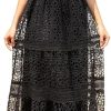 Women's Vintage Casual Summer Long Dress Short Sleeve Hollow Out Embroidery Maxi Dresses