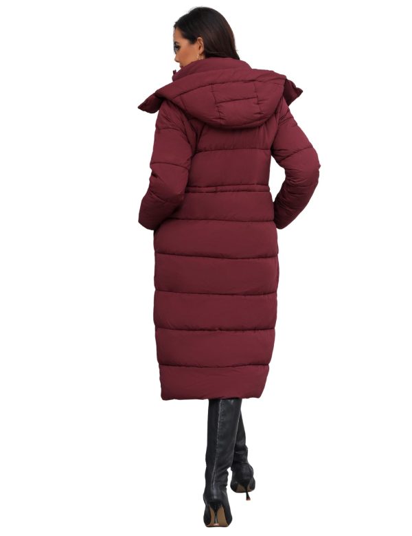 Women's Down Coat with Detachable Hood, Long Puffer Coat Women Winter Jacket