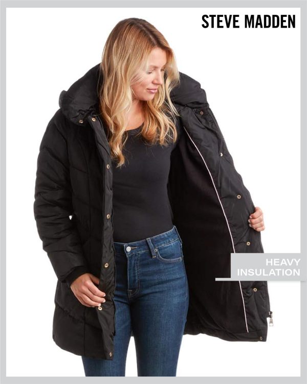 Women's Insulated Quilted Puffer Parka Winter Coat with Hood (S-XL)