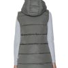 S.E.B Women's Long Reversible Puffer Vest with Hood, Puffy Sleeveless Vest Reverses to Lux Faux Fur for Winter and Fall