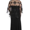 Womens Plus Sequined Long Evening Dress