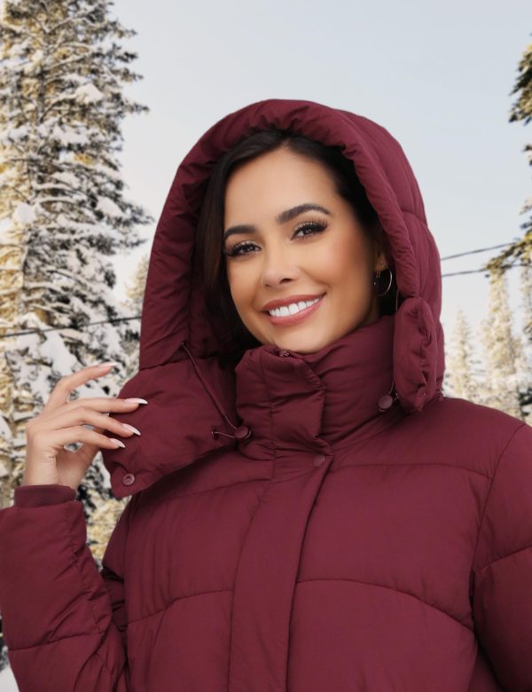 Women's Down Coat with Detachable Hood, Long Puffer Coat Women Winter Jacket