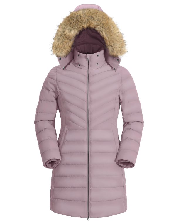 Women's Winter Coats Warm Thicken Long Puffer Jacket Waterproof Quilted Parka with Removable Faux Fur Hood