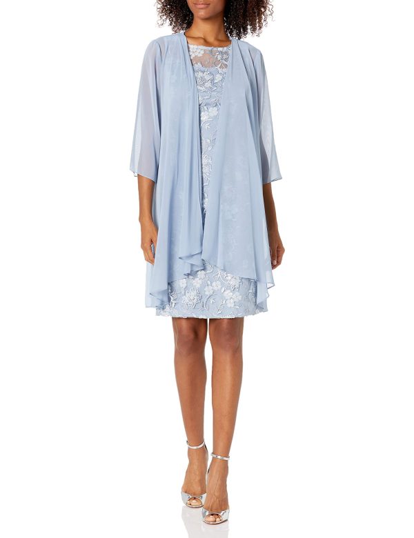 Women's Midi Length Embroidered Fit and Flare Dress