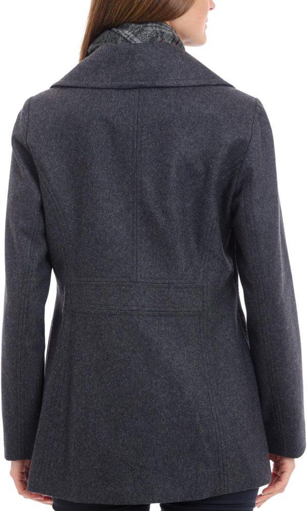 Women's Double Breasted Peacoat with Scarf