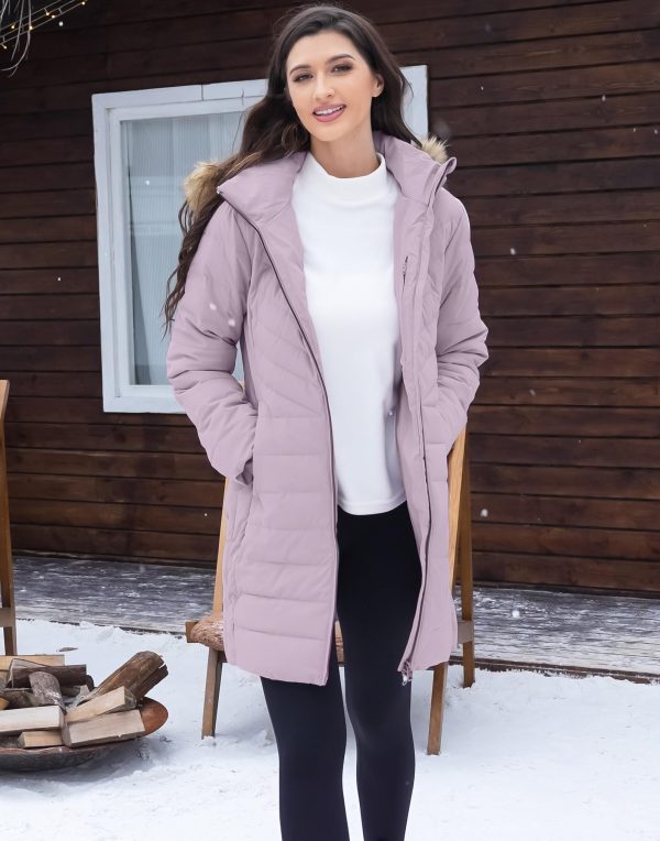 Women's Winter Coats Warm Thicken Long Puffer Jacket Waterproof Quilted Parka with Removable Faux Fur Hood