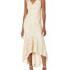 Women's Gardenia Guipure Long Dress with Trimming Details