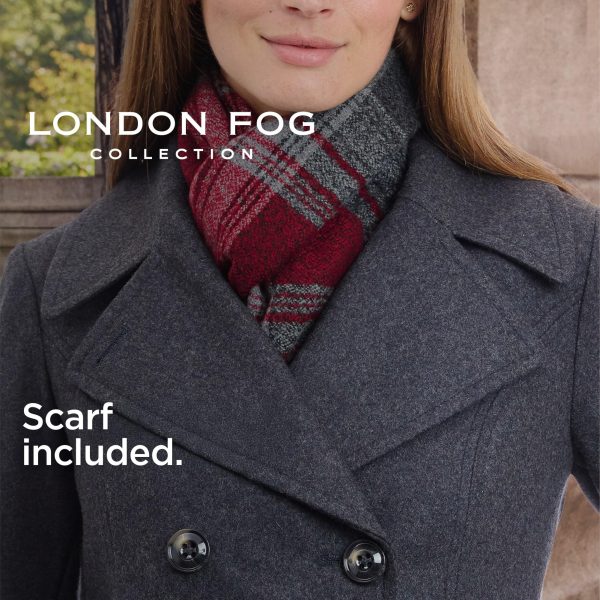 Women's Double Breasted Peacoat with Scarf
