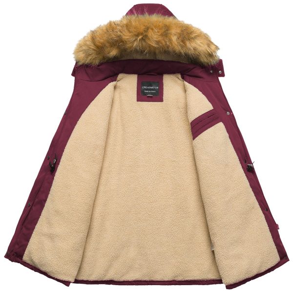 Women's Plus Size Winter Coats Warm Parka Jackets Sherpa Lined Detachable Fur Hood Available in Size 1X to 5X