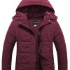 Women's Plus Size Warm Puffer Jacket Waterproof Fleece Lined Winter Coat with Removable Hood