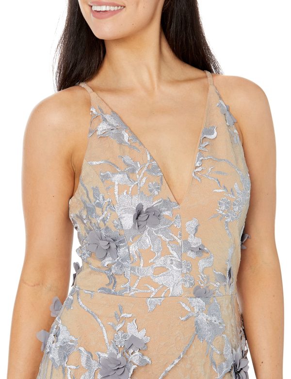 Women's Audrey Spaghetti Strap Midi A-line 3D Floral Dress